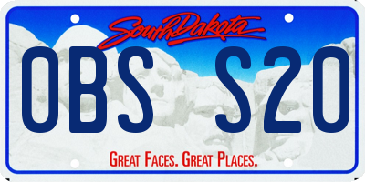 SD license plate 0BSS20