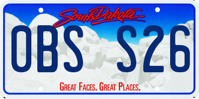 SD license plate 0BSS26