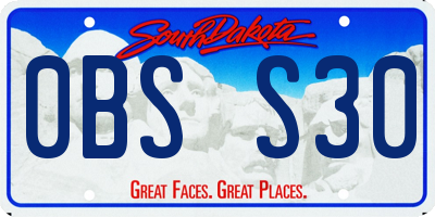 SD license plate 0BSS30