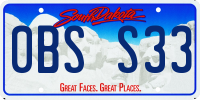 SD license plate 0BSS33