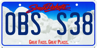 SD license plate 0BSS38