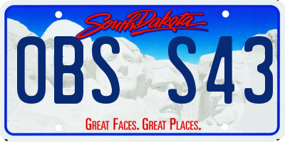 SD license plate 0BSS43