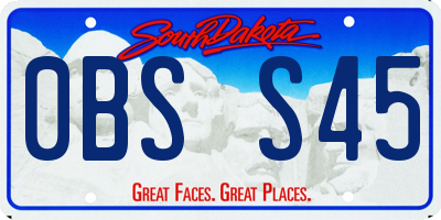 SD license plate 0BSS45