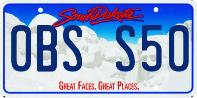 SD license plate 0BSS50
