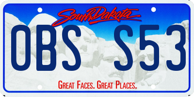 SD license plate 0BSS53