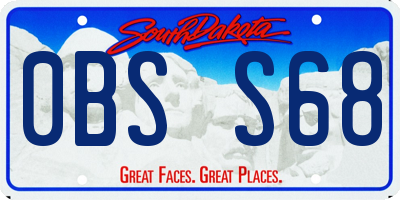 SD license plate 0BSS68