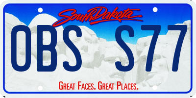 SD license plate 0BSS77