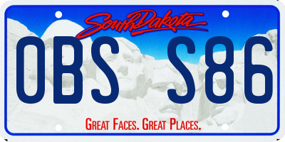 SD license plate 0BSS86