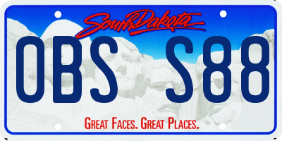 SD license plate 0BSS88