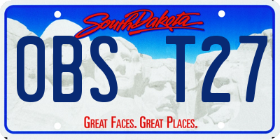 SD license plate 0BST27