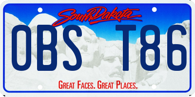 SD license plate 0BST86