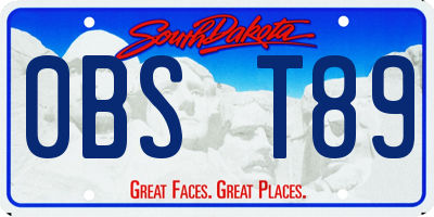 SD license plate 0BST89