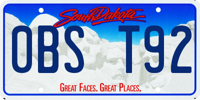 SD license plate 0BST92