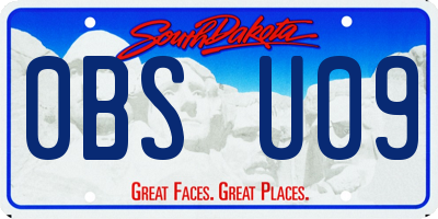 SD license plate 0BSU09
