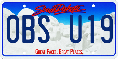 SD license plate 0BSU19