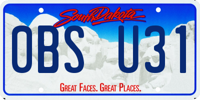 SD license plate 0BSU31