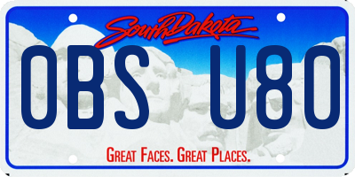 SD license plate 0BSU80