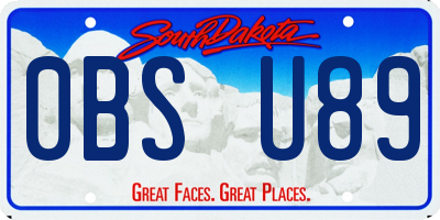 SD license plate 0BSU89