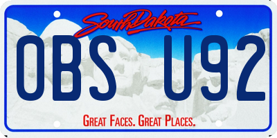 SD license plate 0BSU92