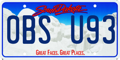 SD license plate 0BSU93