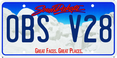 SD license plate 0BSV28