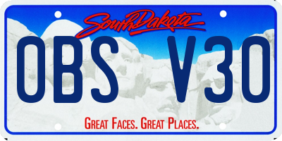 SD license plate 0BSV30