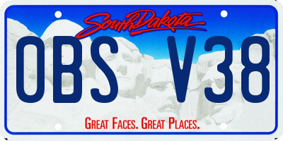 SD license plate 0BSV38