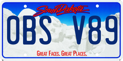 SD license plate 0BSV89