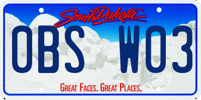SD license plate 0BSW03