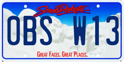 SD license plate 0BSW13
