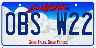 SD license plate 0BSW22