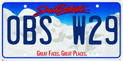 SD license plate 0BSW29