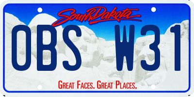 SD license plate 0BSW31