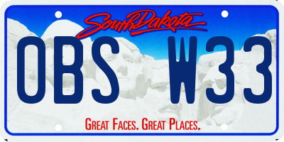 SD license plate 0BSW33