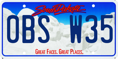 SD license plate 0BSW35