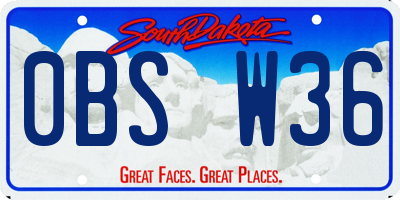 SD license plate 0BSW36