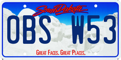 SD license plate 0BSW53