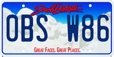 SD license plate 0BSW86