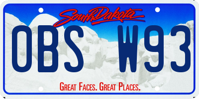 SD license plate 0BSW93