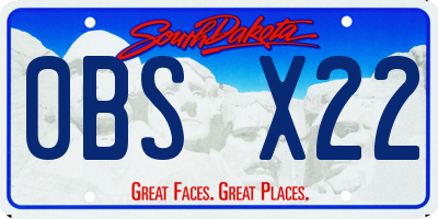 SD license plate 0BSX22