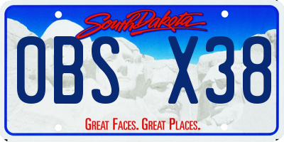 SD license plate 0BSX38