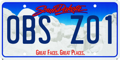 SD license plate 0BSZ01