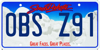 SD license plate 0BSZ91