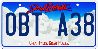 SD license plate 0BTA38