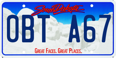 SD license plate 0BTA67