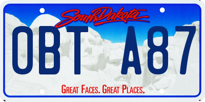 SD license plate 0BTA87