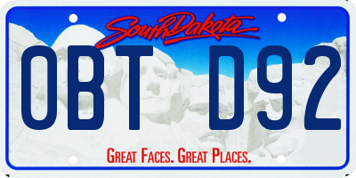 SD license plate 0BTD92