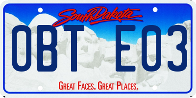 SD license plate 0BTE03