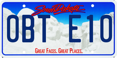SD license plate 0BTE10