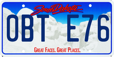 SD license plate 0BTE76